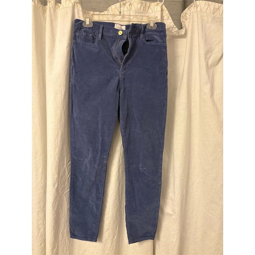FRAME Women's High Rise Cigarette Corduroy Pants Blue Size 30 - Picture 6 of 12